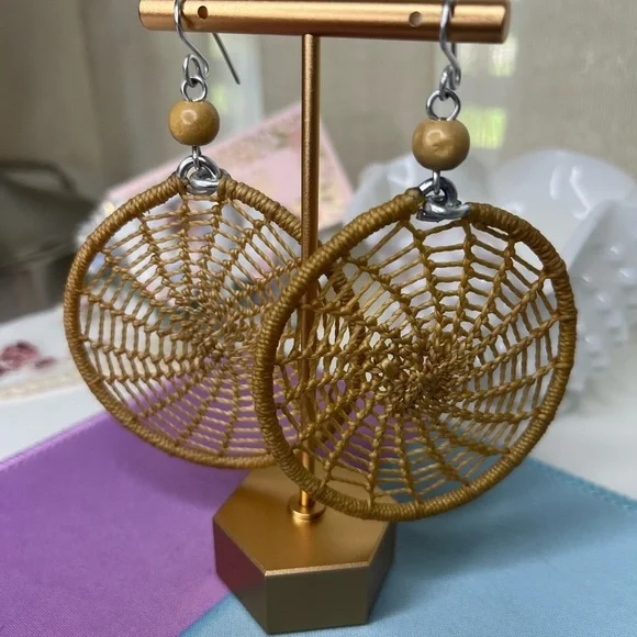 Boho Woven Earrings - Made in Brazil - Picture 2 of 5